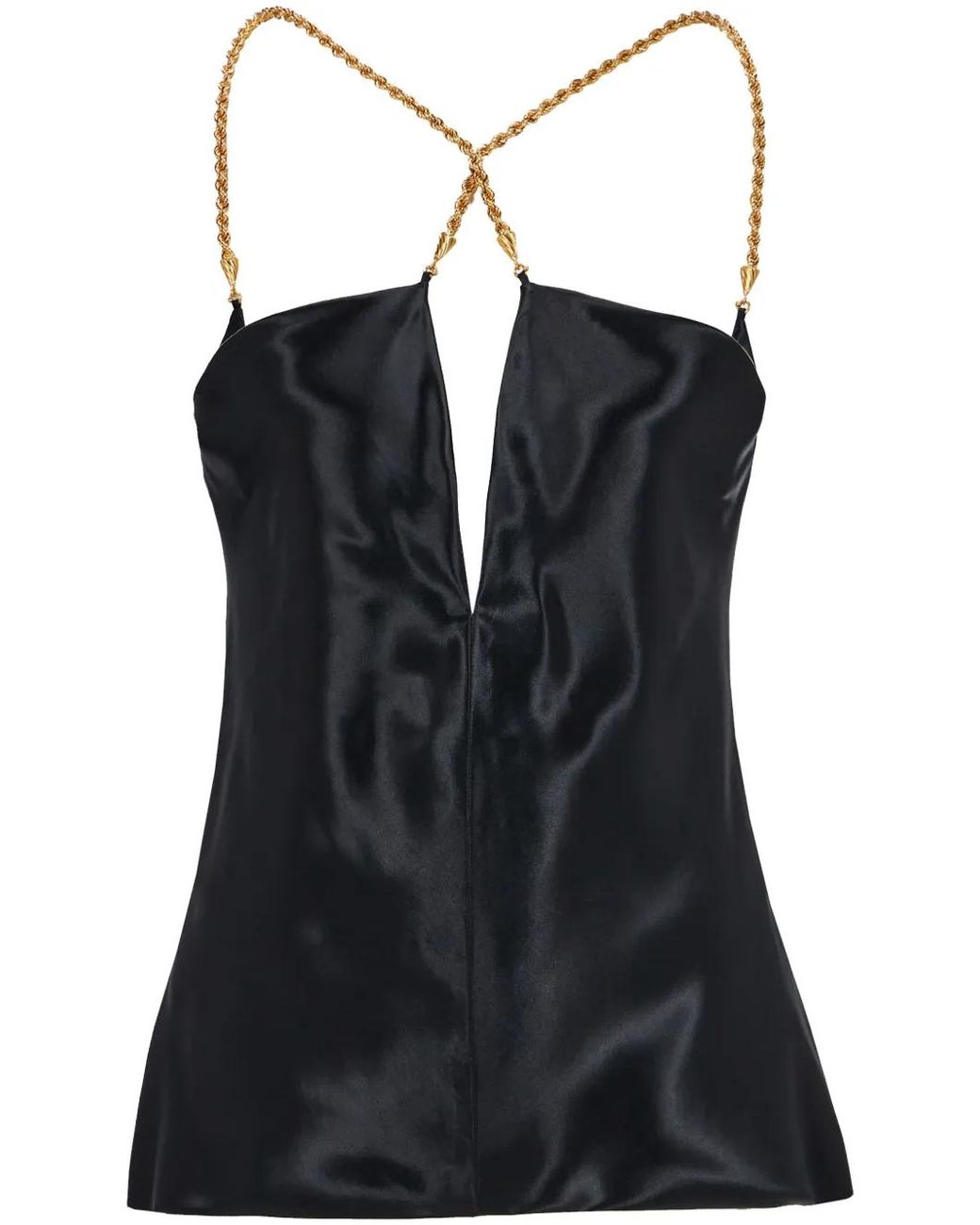 Ferragamo Black Silky Top With Golden Chain Strap