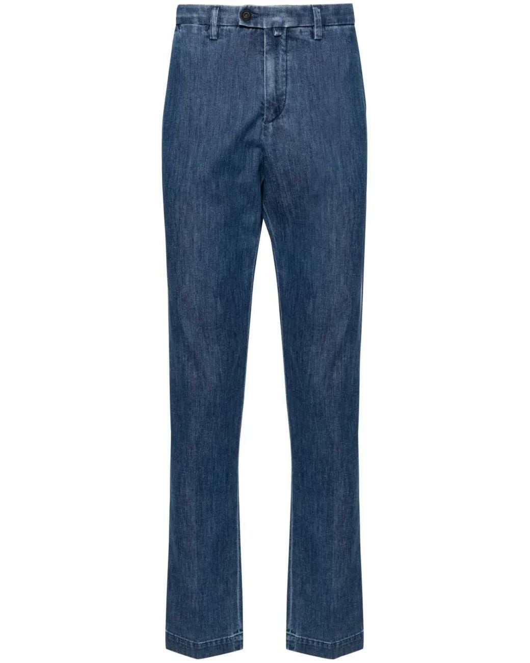 Corneliani Blue Mid-Rise Tapered Jeans for men