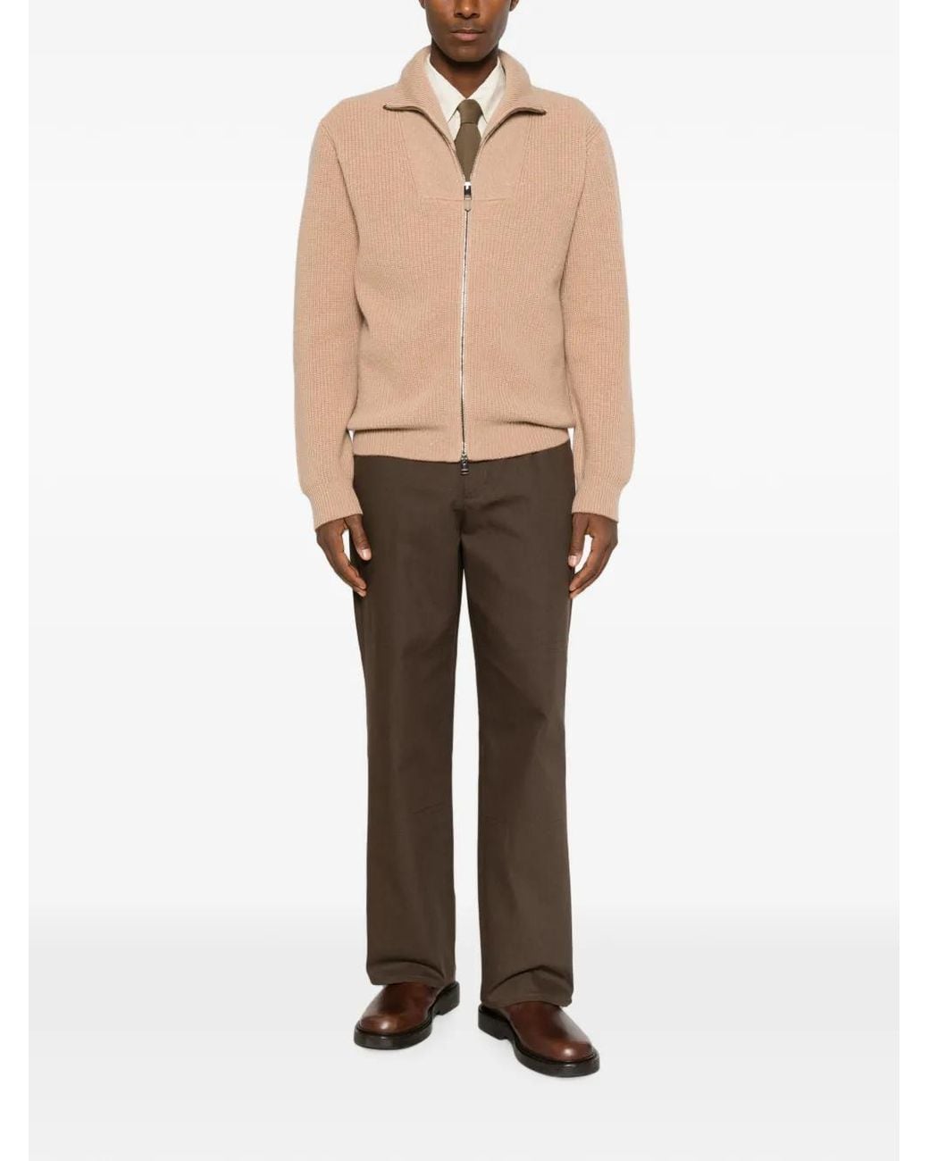 Canali Natural Pull Zippé Côtelé for men