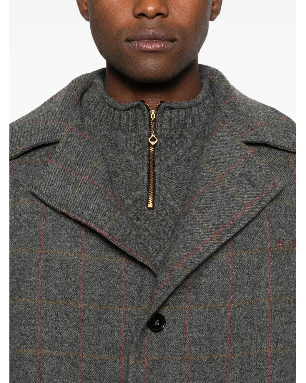 Abrigo A Cuadros Con Botones A Tentative Atelier de hombre de color Gray