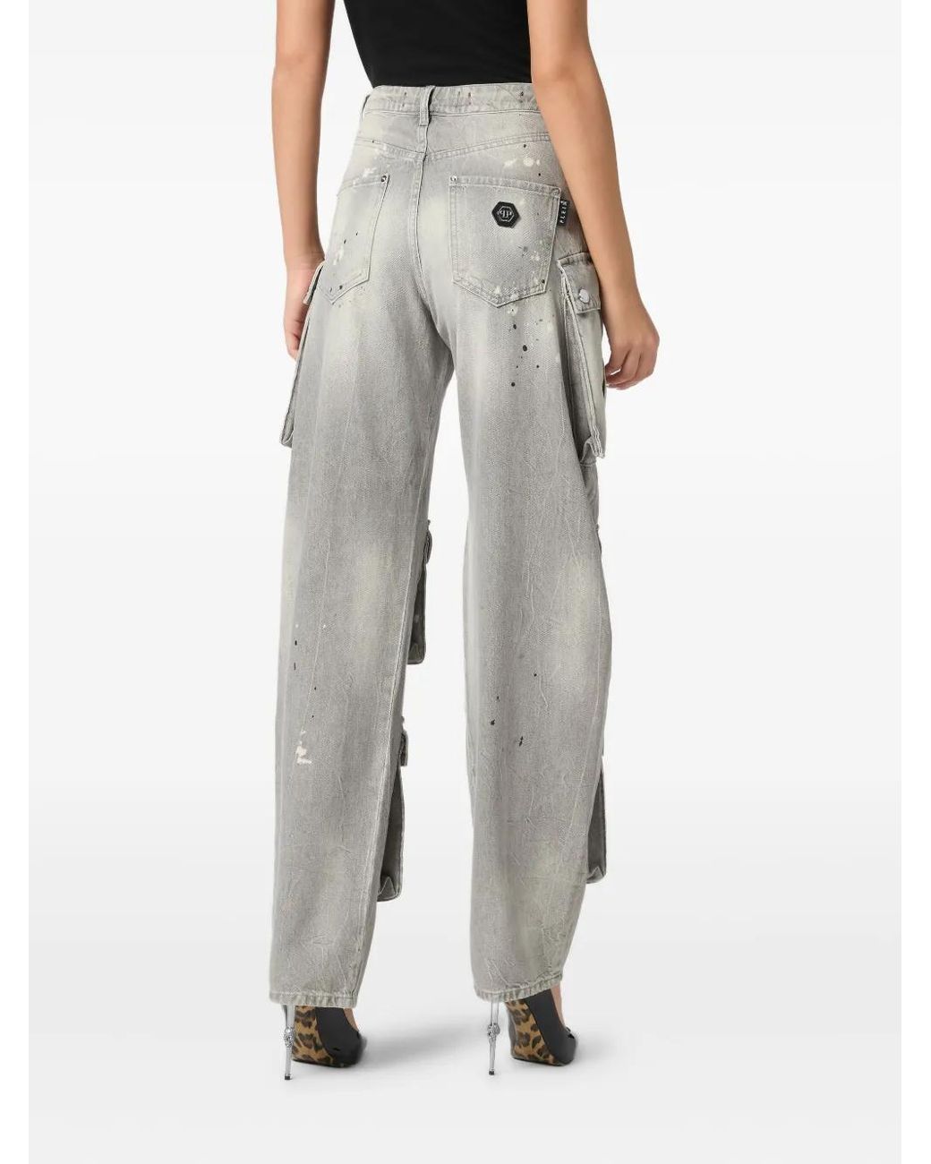Philipp Plein Gray Cargo-Pocket Jeans
