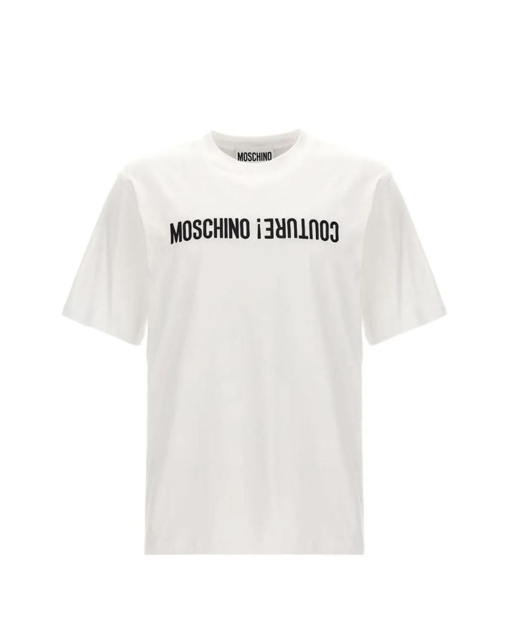 Moschino White Logo-Print Cotton T-Shirt for men