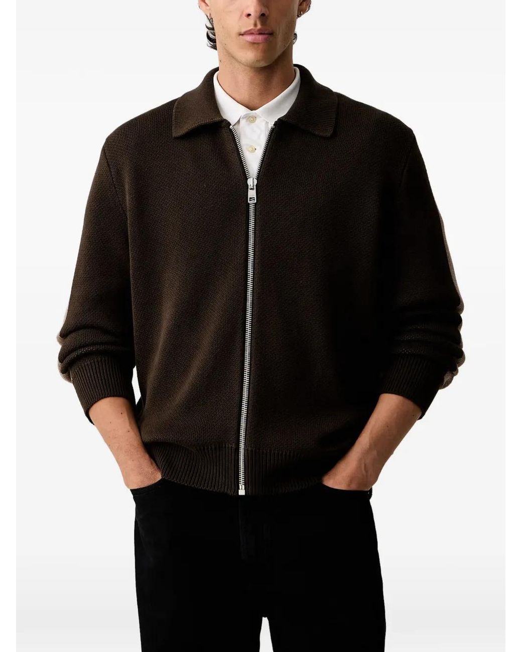 Marc O' Polo Black Side-Stripe Zip-Up Sweater for men
