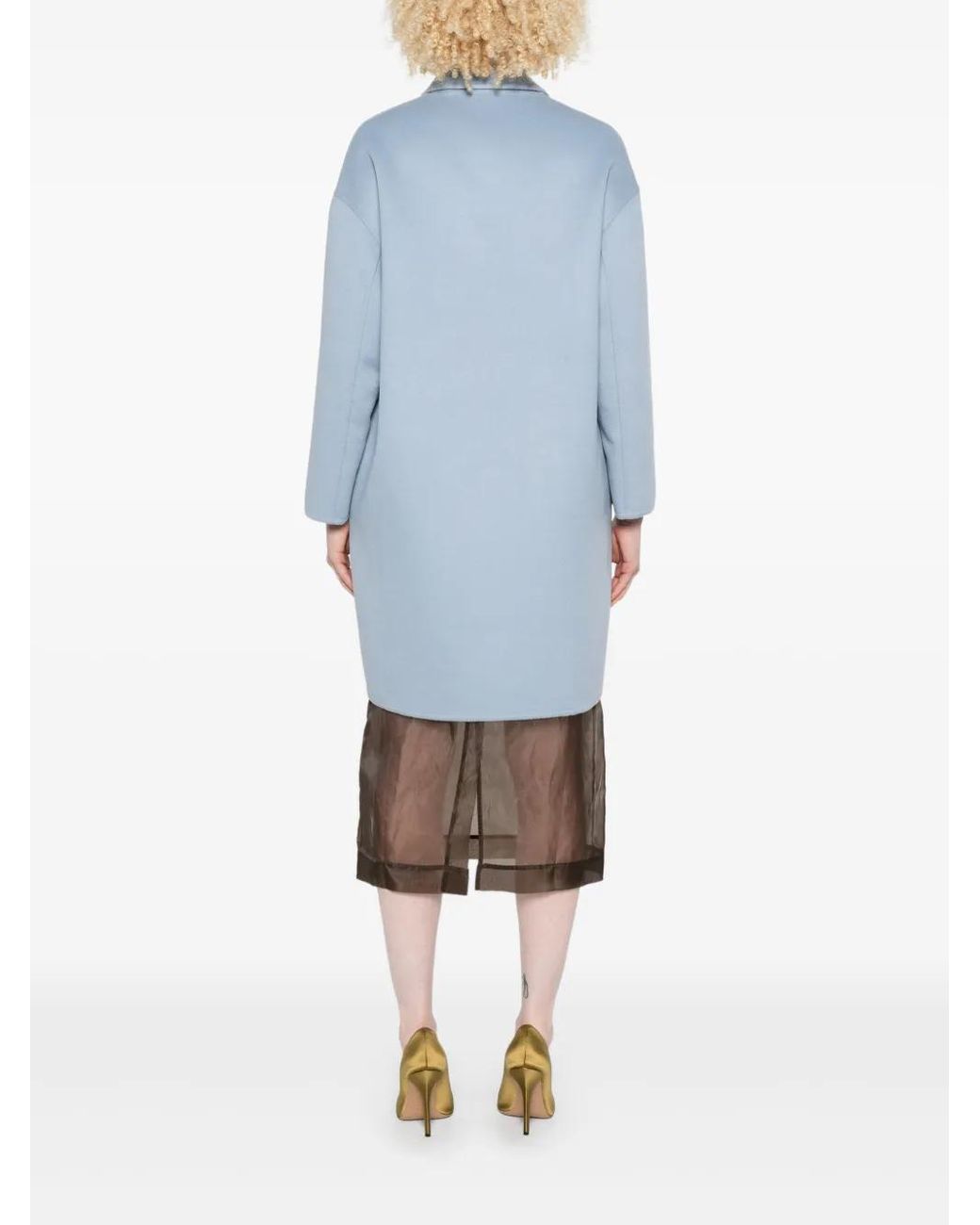 Prada Blue Button-Fastening Collared Coat