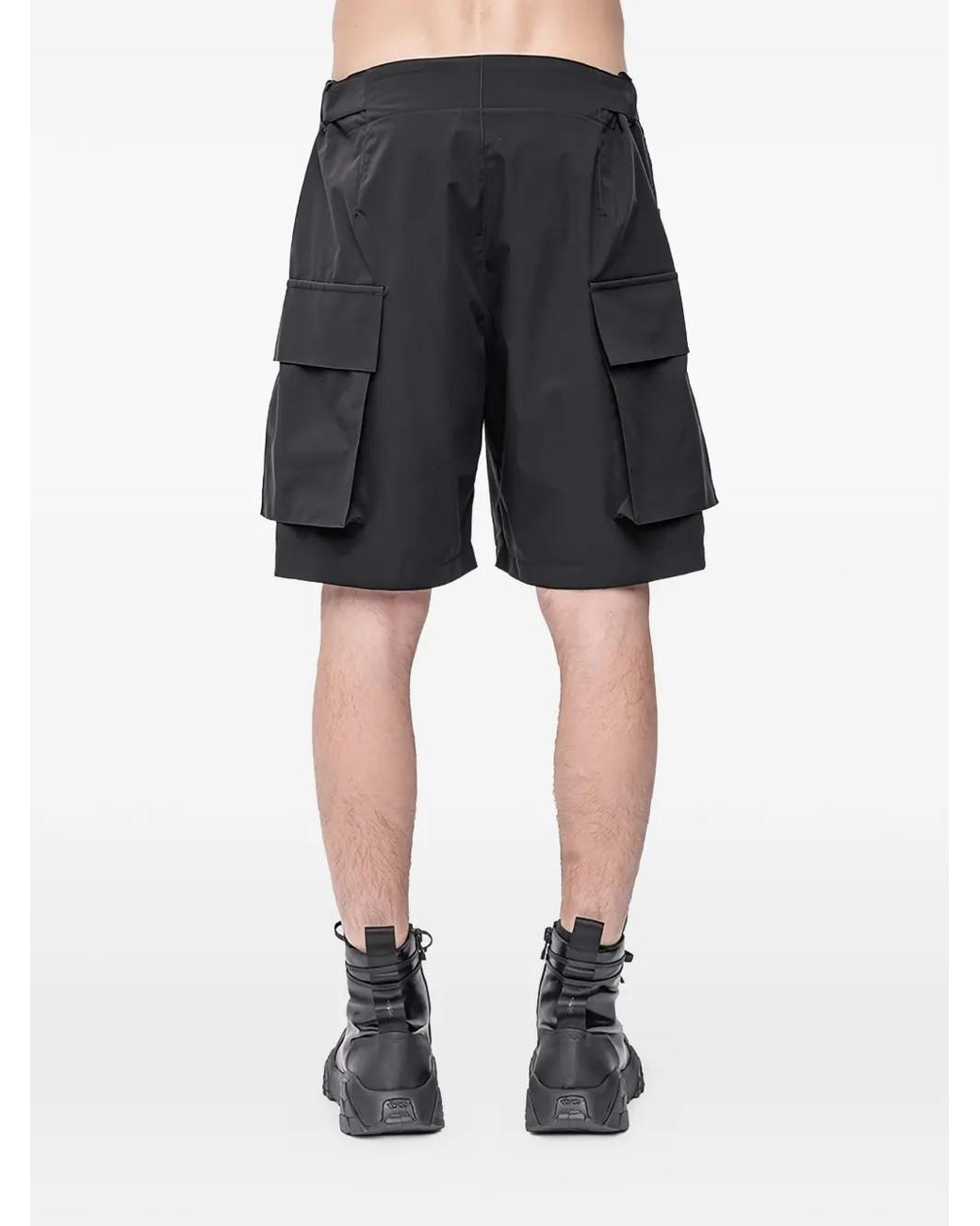 The Viridi-anne Black Water-Repellent Cargo Shorts for men