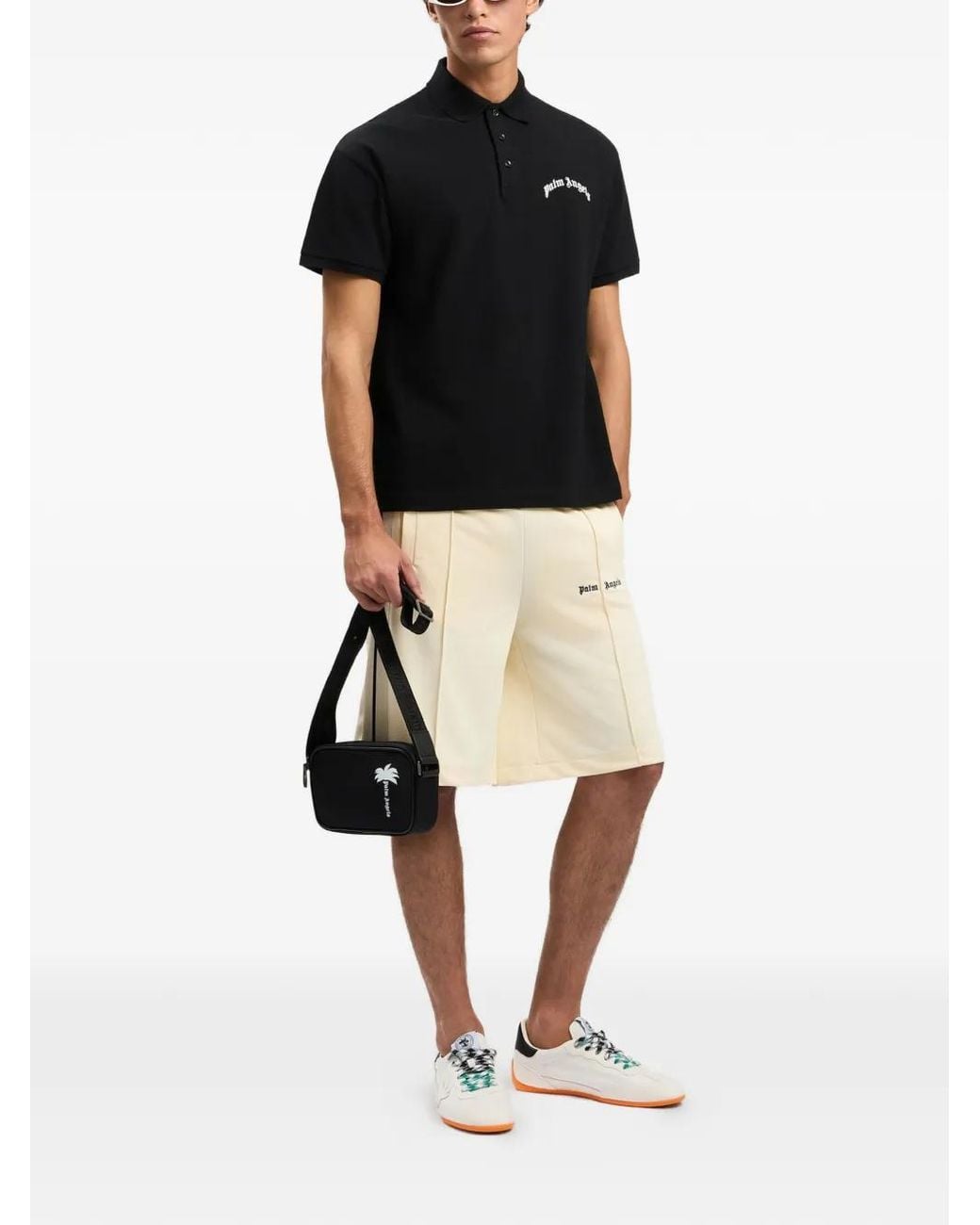 Palm Angels Black Palm Tree Logo Crossbody Bag for men