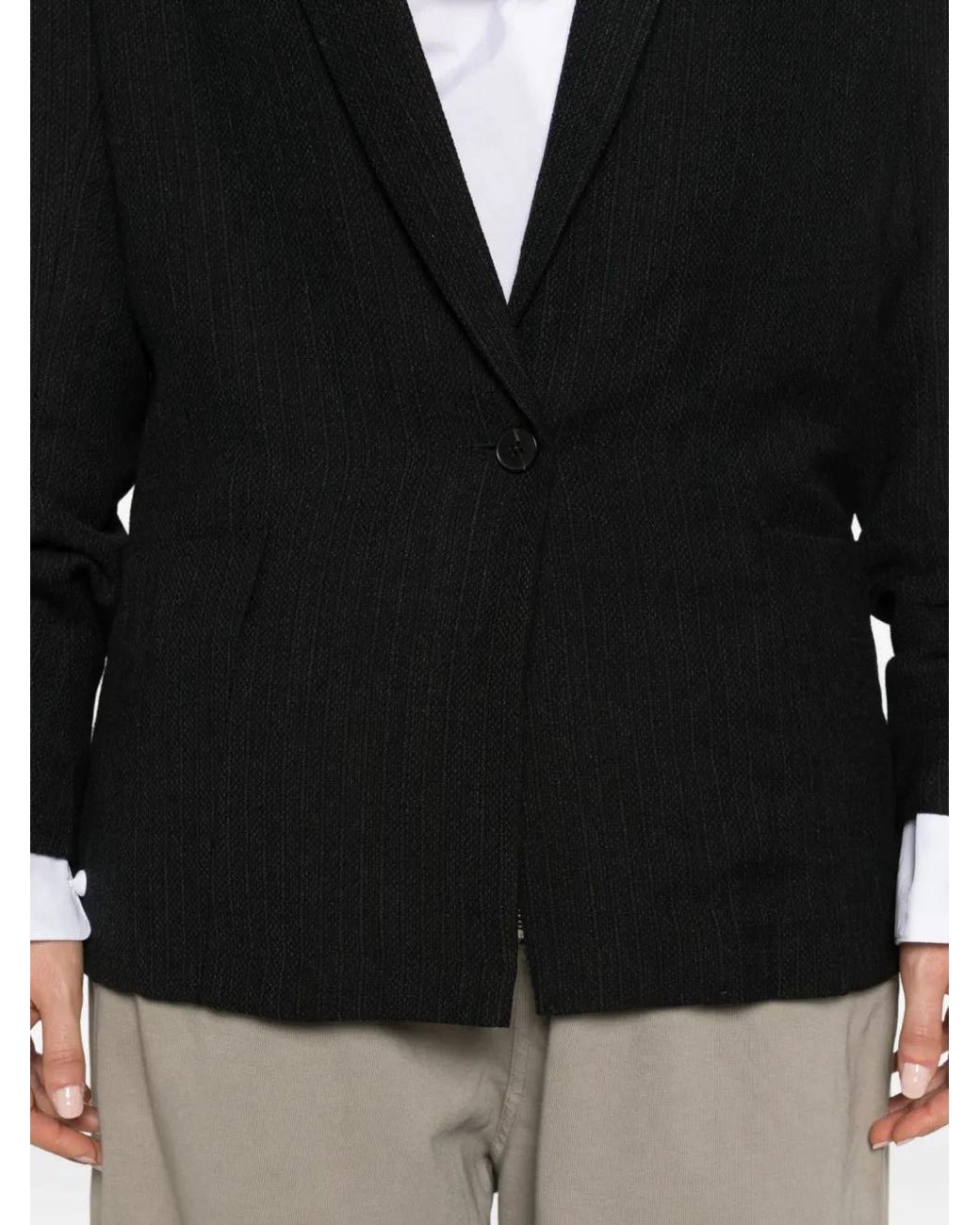 Ma+ Black Single-Breasted Textured Jacket