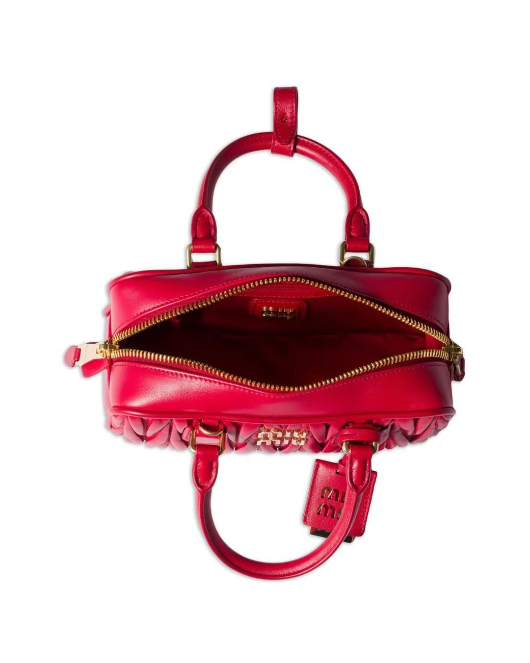 Miu Miu Red Arcadie Matelassé Nappa Leather Bag