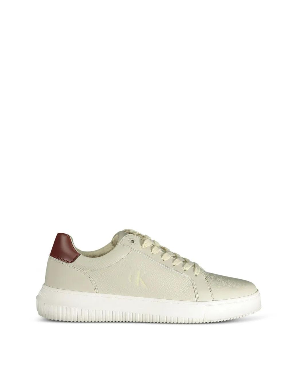 Calvin Klein White Pebbled-Texture Sneakers for men