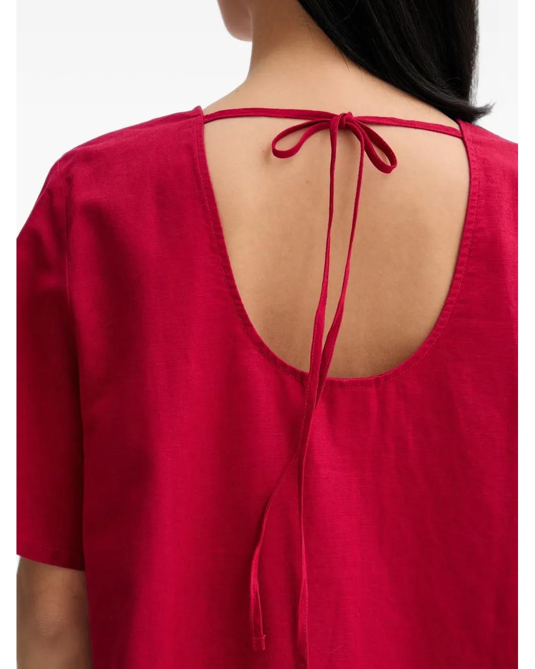 Marc O' Polo Red Tie-Back Short-Sleeved Shift Mini Dress