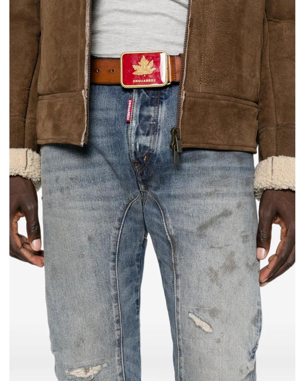DSquared² Blue Distressed-Effect Paneled Jeans for men