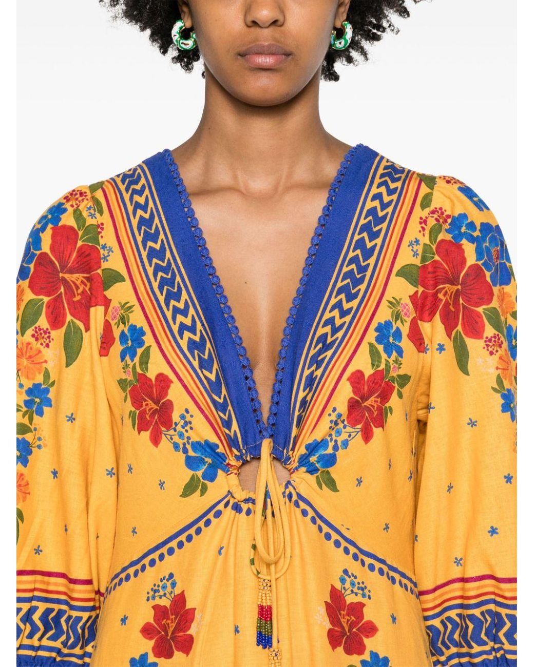 FARM Rio Floral Yard Tiered Maxi Dress in Yellow | Lyst