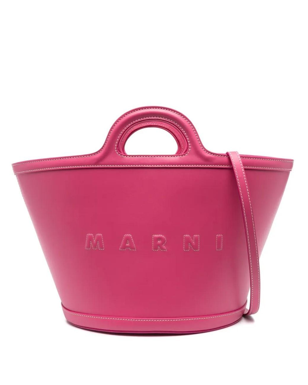 Marni Pink Tropicalia Leather Tote Bag