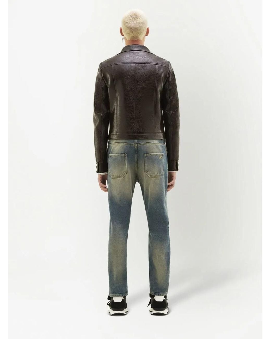 Courreges Black Structured Faux-Leather Jacket With Logo Patch for men