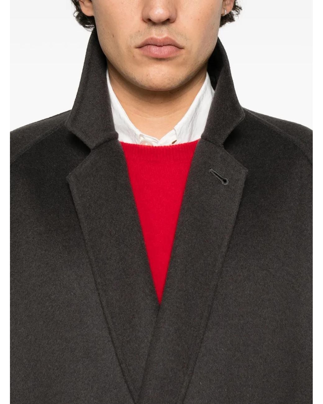 Ssstein Black W/Ca Belted Raglan-Sleeve Coat for men