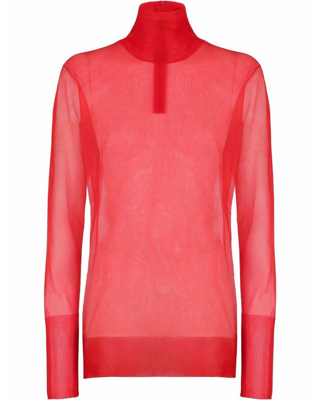 red sheer turtleneck