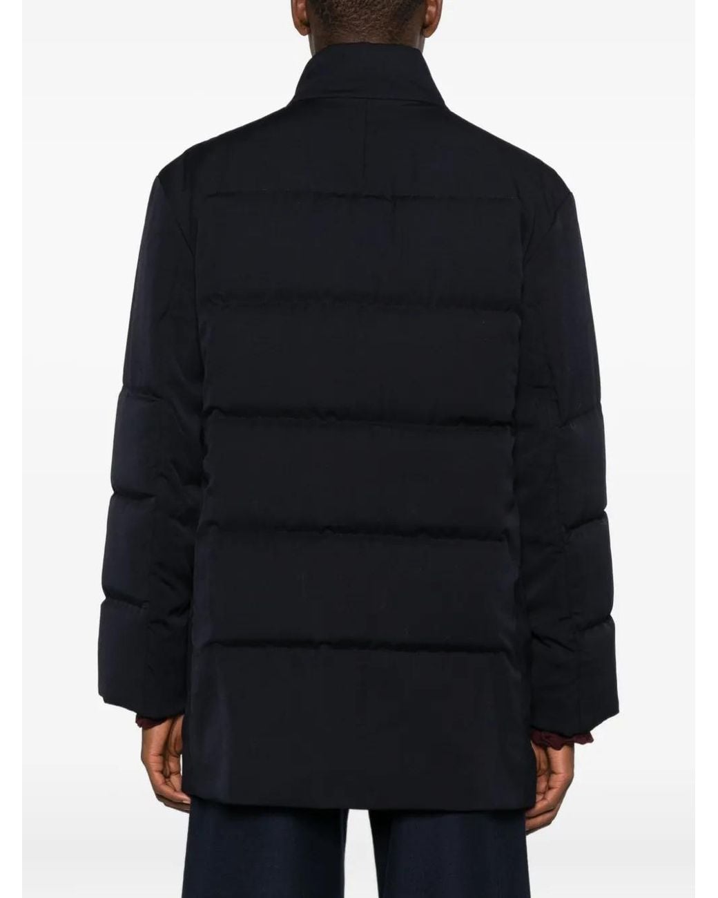 Yohji Yamamoto Blue High-Neck Padded Jacket for men