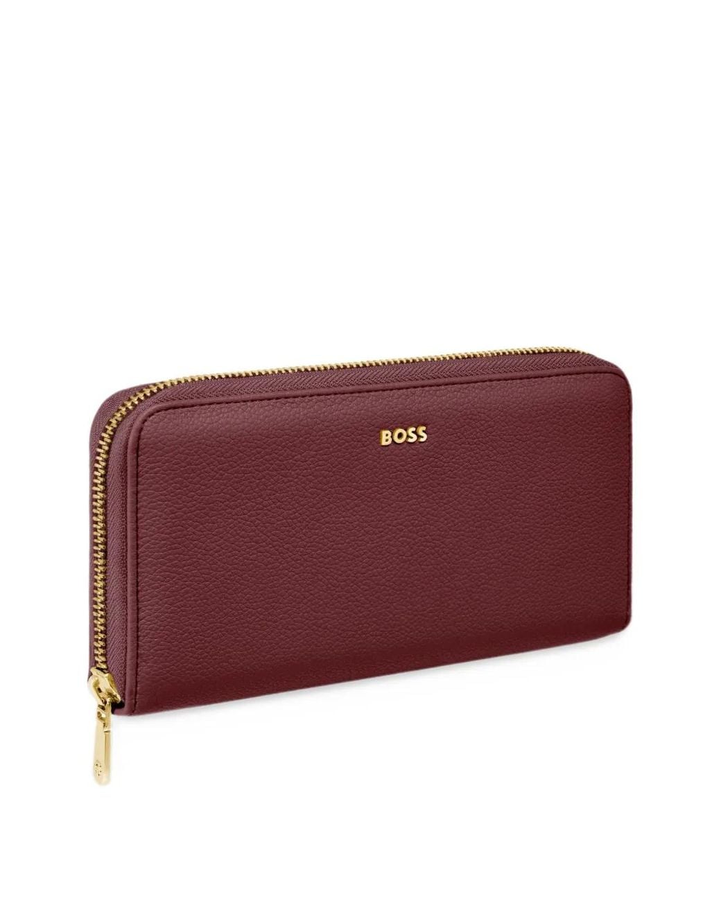 Boss Purple Logo-Plaque Pebbled Wallet