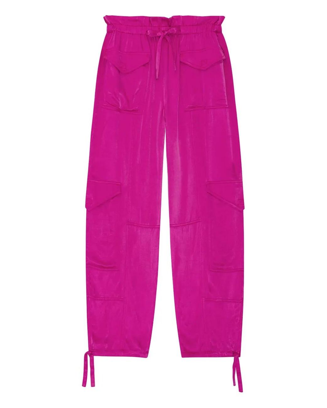 Ganni Pink Drawstring Cargo Trousers