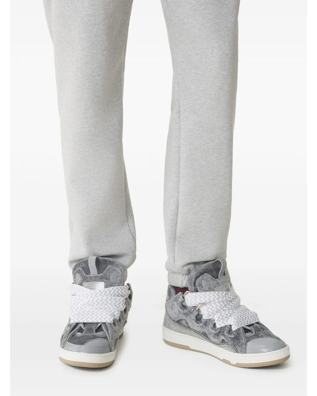 Baskets Curb À Lacets À Chevrons Lanvin en coloris Gray