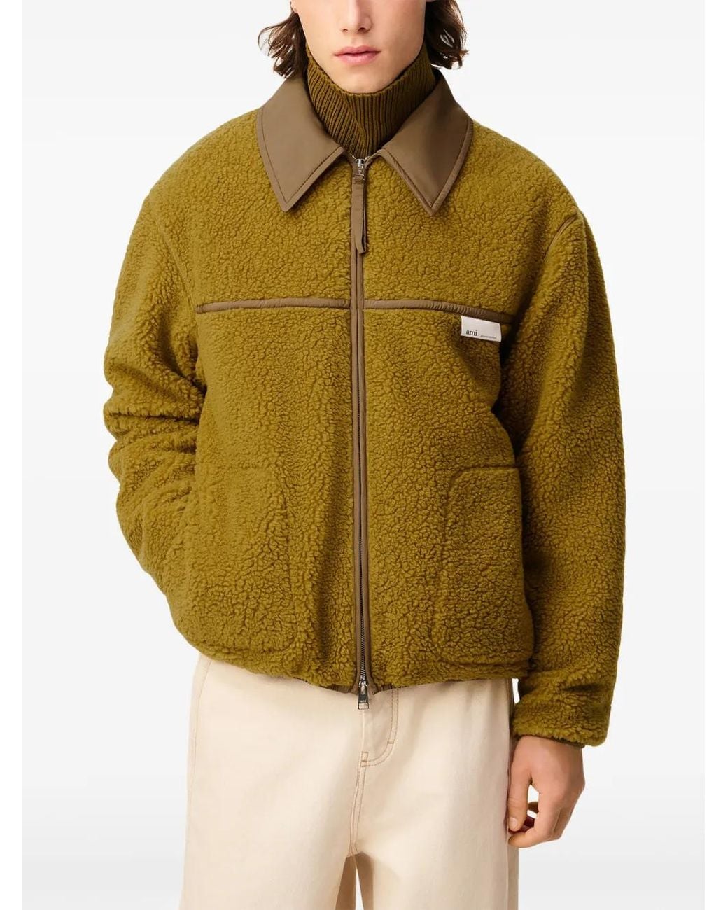 AMI Fleece Jack Met Rits in het Green voor heren