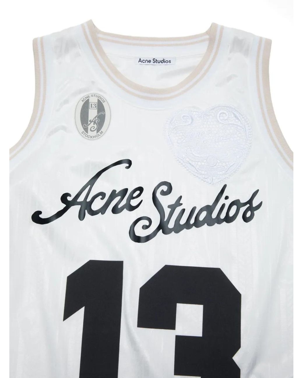 Acne White Mini Polyester T-Shirt for men