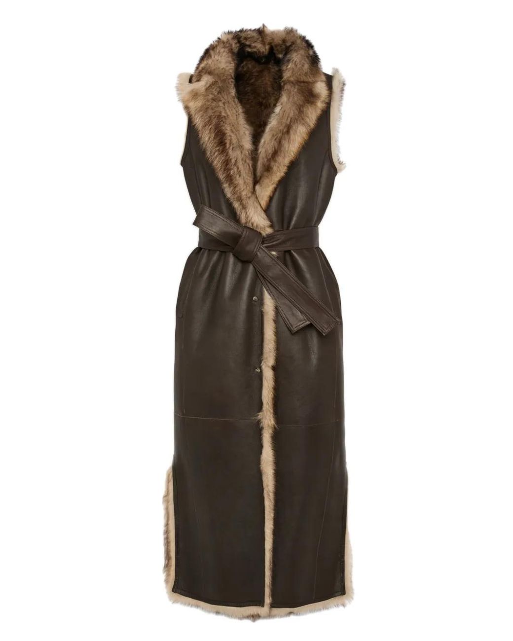 Yves Salomon Natural Toscana Shearling Coat
