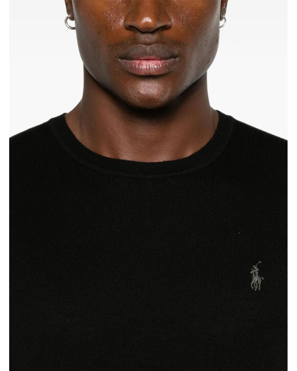 Polo Ralph Lauren Black Logo-Embroidered Cotton Sweater for men