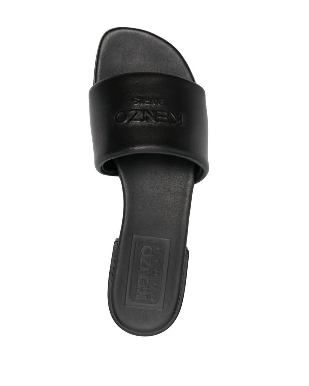 KENZO Black Oki Leather Flat Sandals