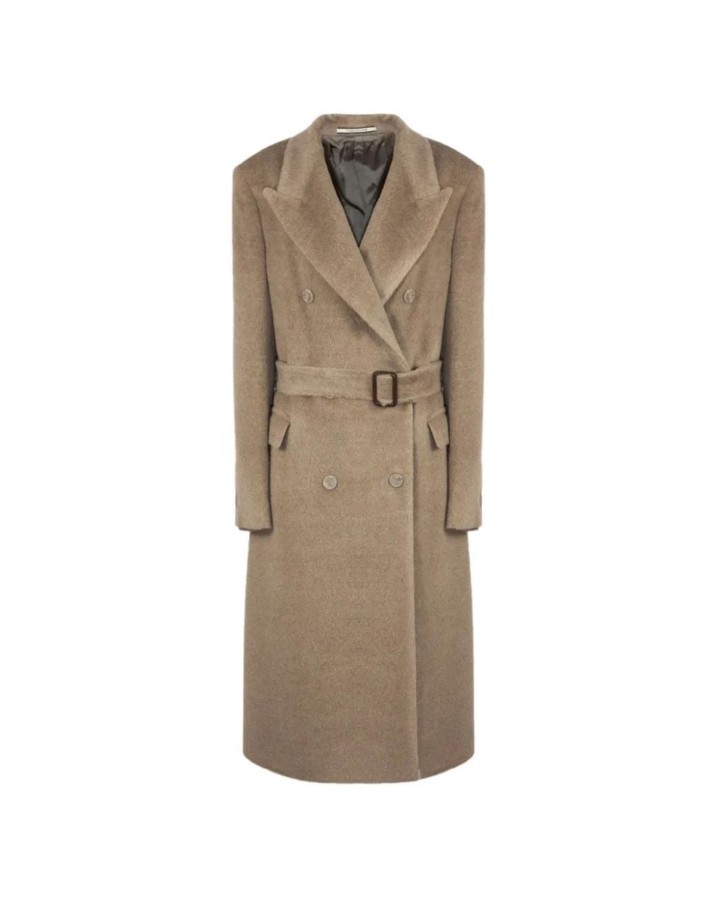 Tagliatore Natural Double-Breasted Belted Coat