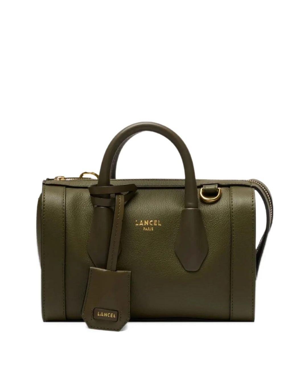Lancel Green Grained Leather Tote Bag