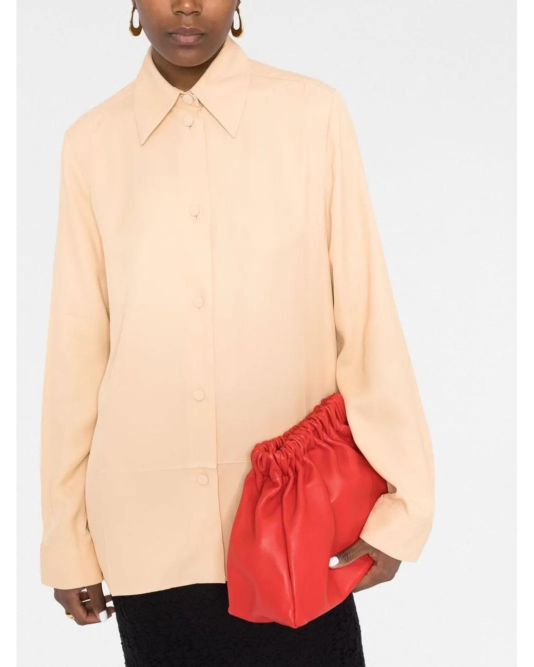 Jil Sander Natural Classic Collar Buttoned Blouse