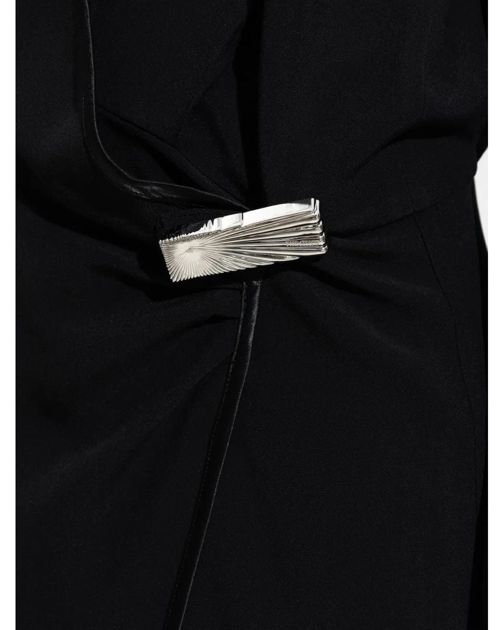 The Attico Black Wrap-Front Split Maxi Dress