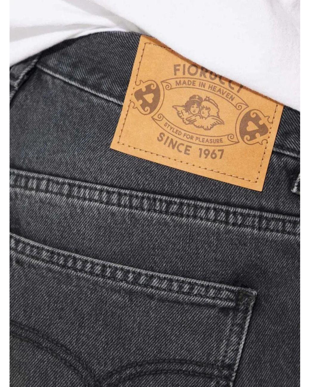 Vaqueros Rectos Con Parche Del Logo Fiorucci de color White