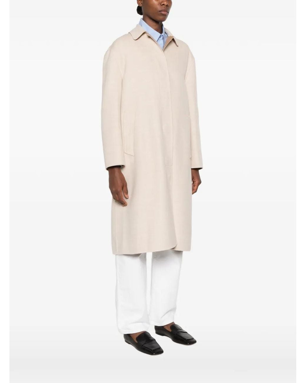 Lardini White Pierre Concealed-Front Coat