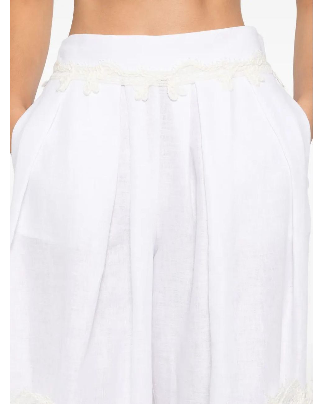 Ermanno Scervino White Lace-pocket Linen Trousers