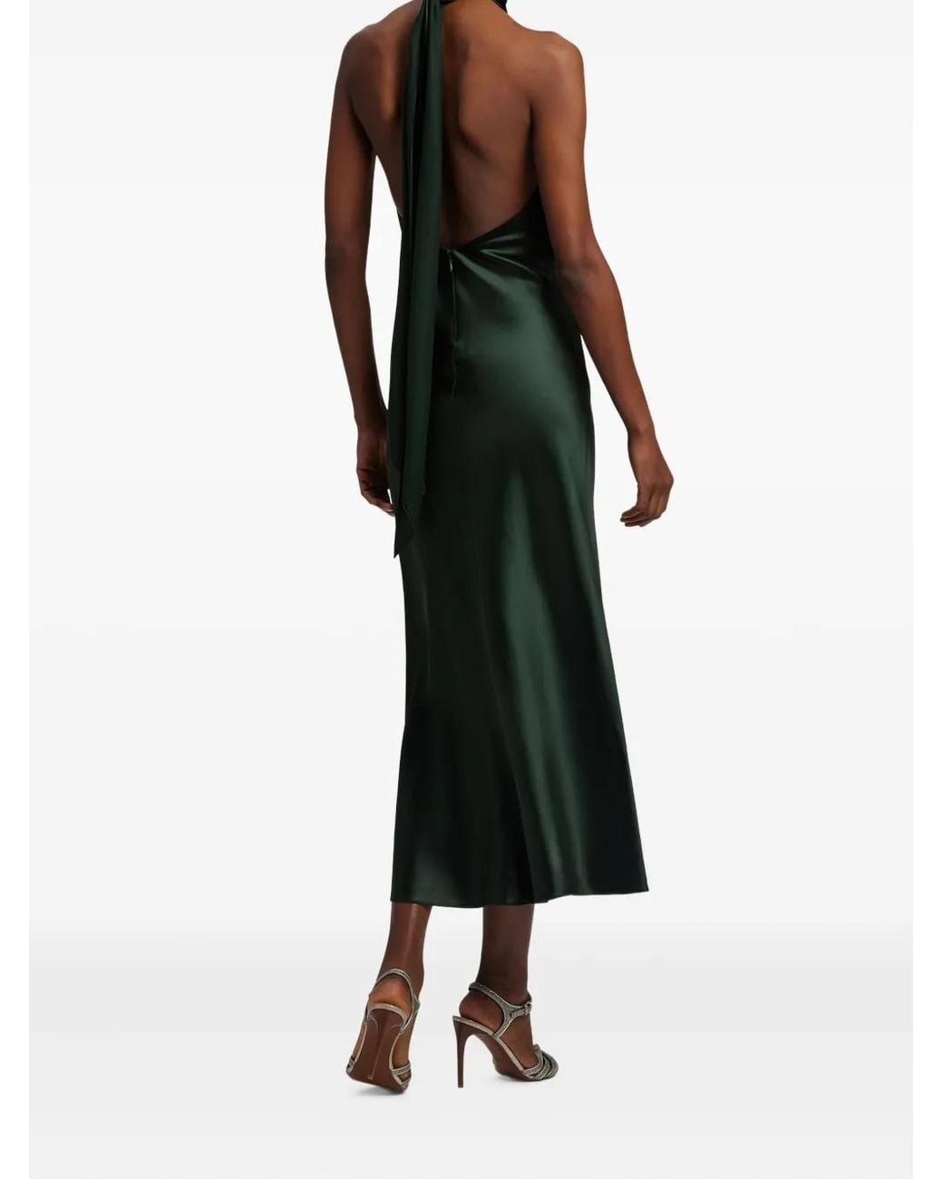 Ralph Lauren Black Satin Halterneck Dress