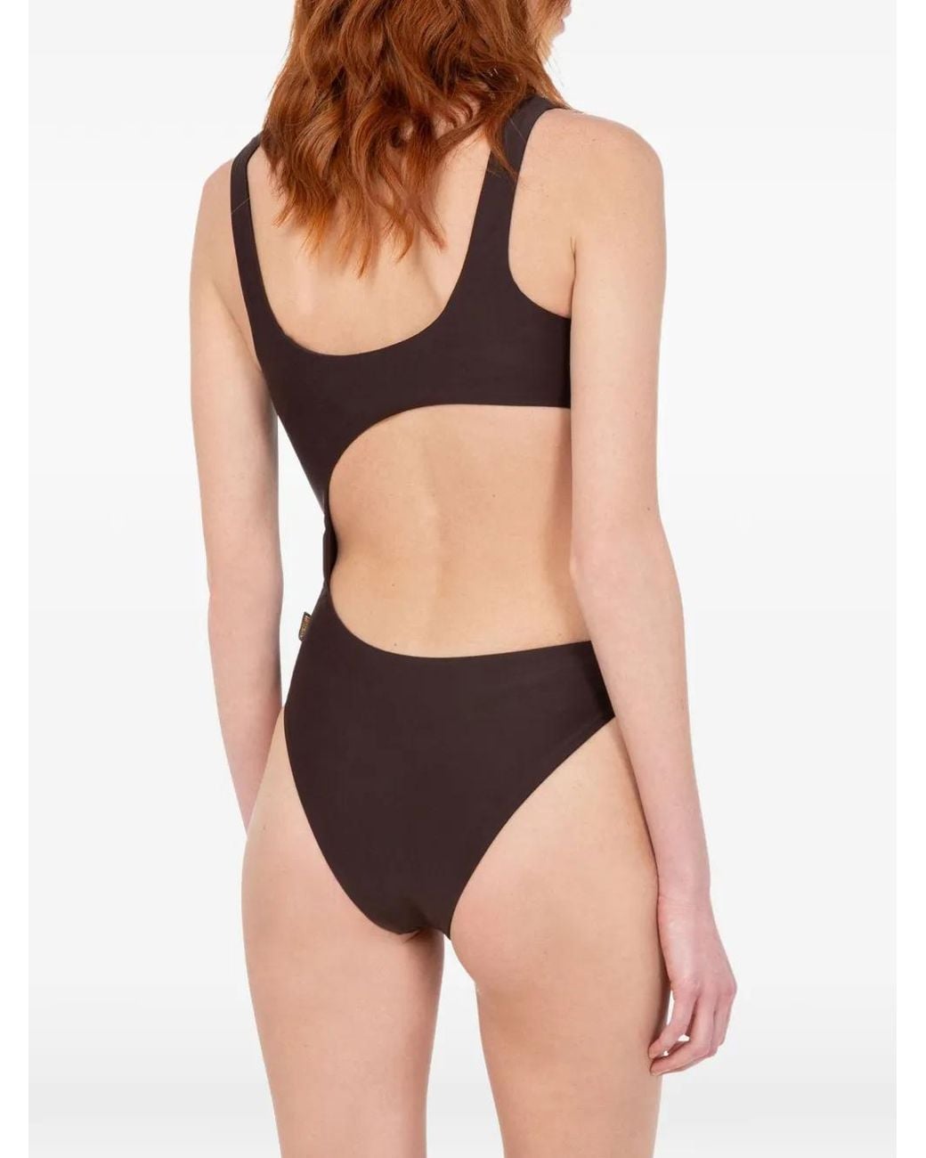 Moschino Brown Maillot De Bain À Motif Cœur Et Découpes