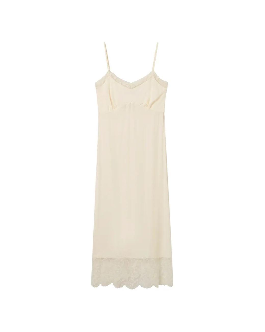 Simone Rocha White Lace-Trim Slip Midi Dress