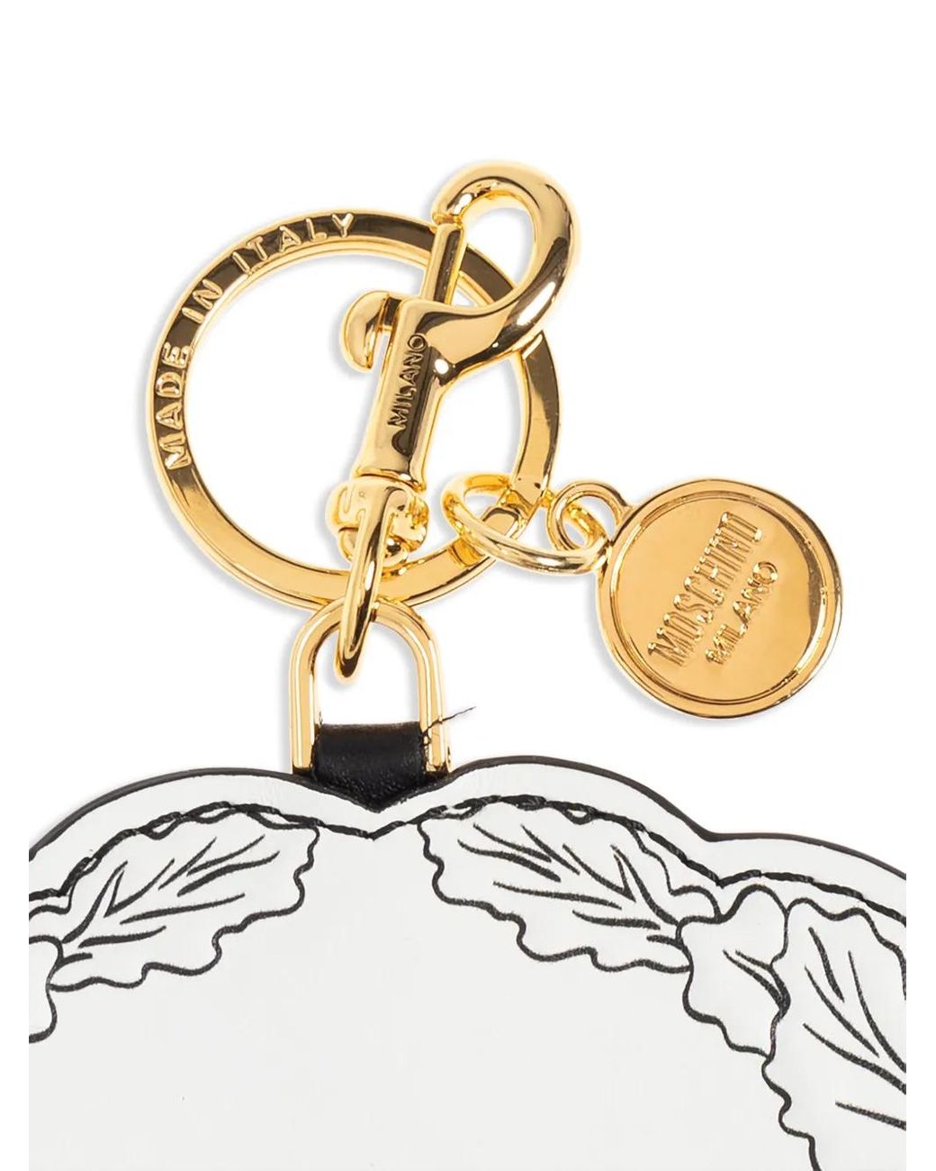 Moschino White Logo-Print Keychain for men