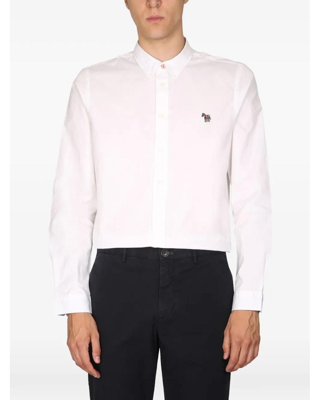 Paul Smith White Zebra Logo-Patch Shirt for men