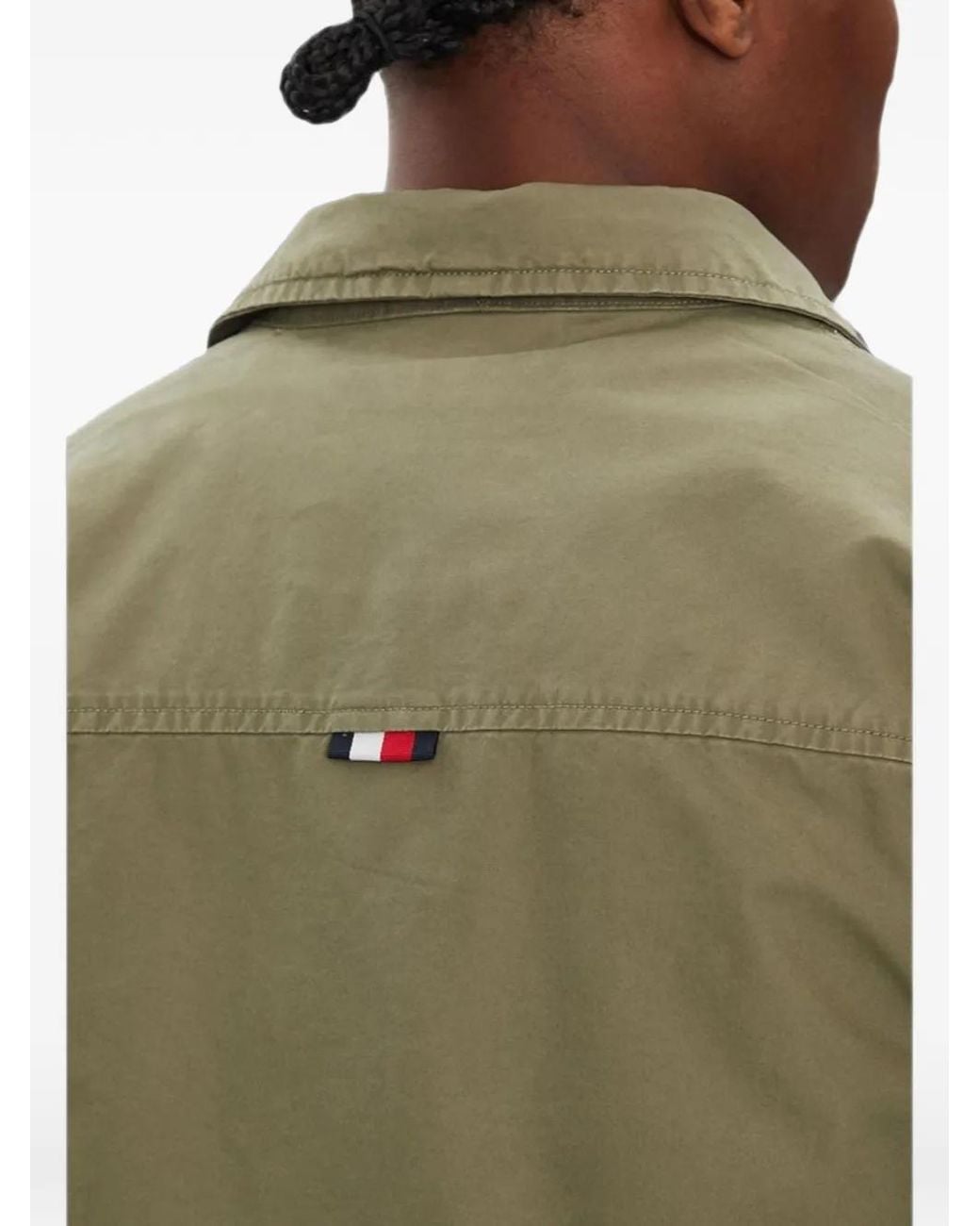 Tommy Hilfiger Green Button-Up Logo-Patch Jacket for men