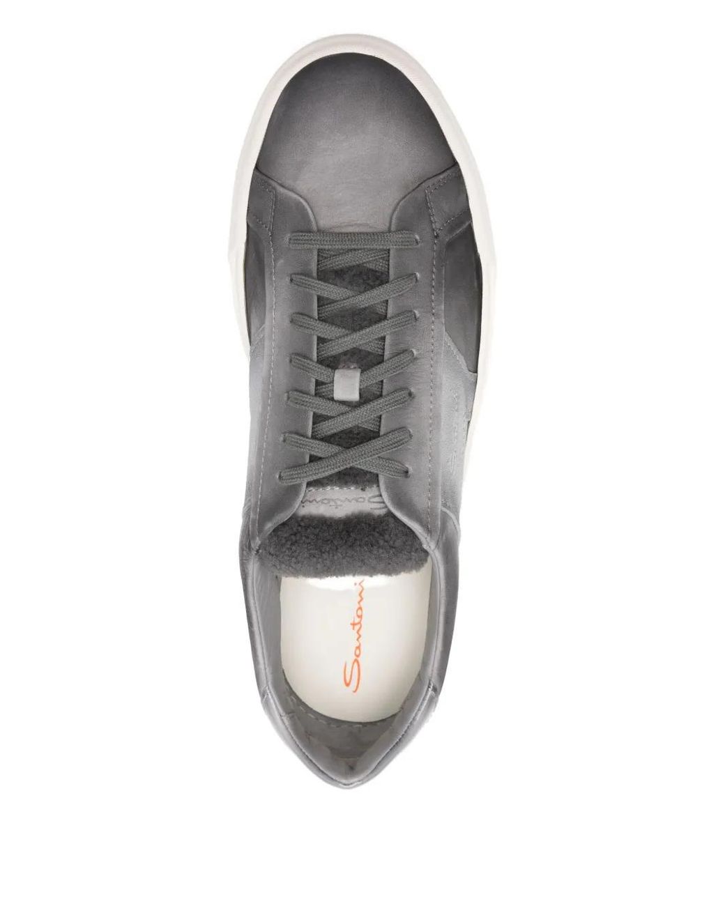 Santoni Gray Panelled Sneakers for men
