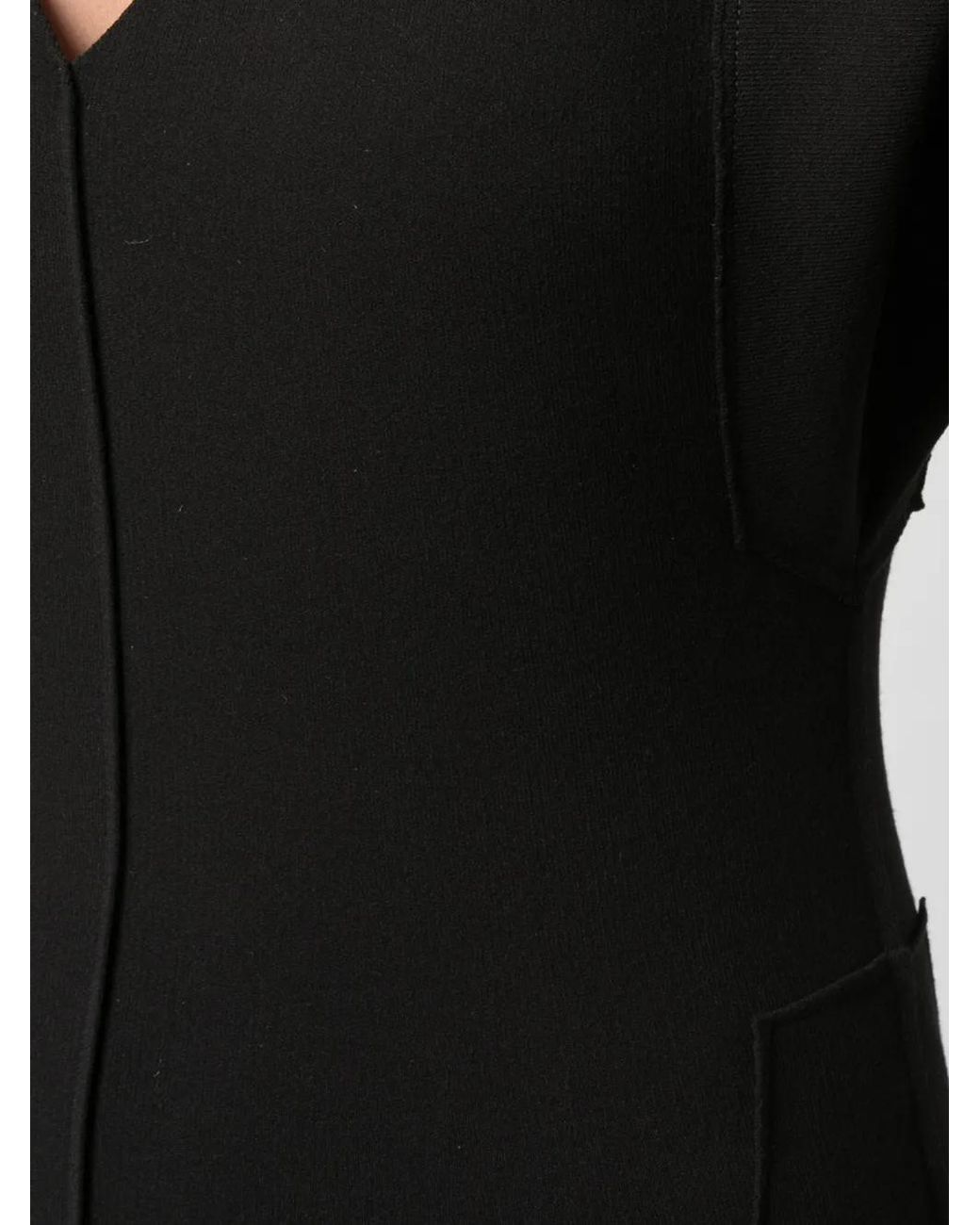 Rick Owens Black Longline V-Neck Top