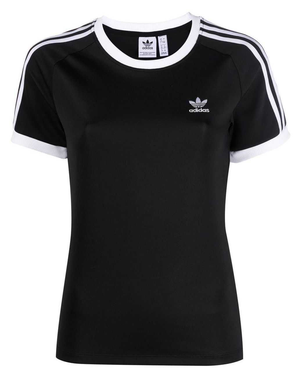adidas Slim Three-stripe T-shirt in Black | Lyst