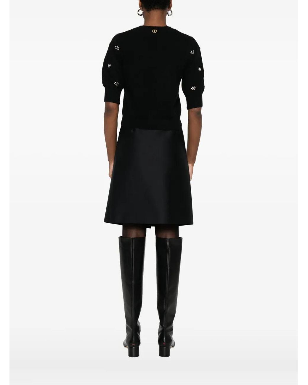 Twinset Black Crystal-Embellished Sweater
