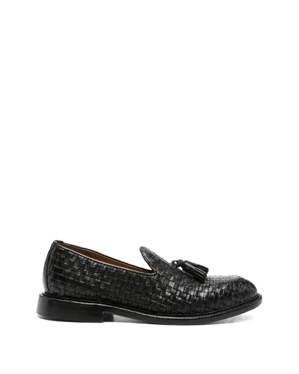 Green George Black Woven Tassel Loafers for men
