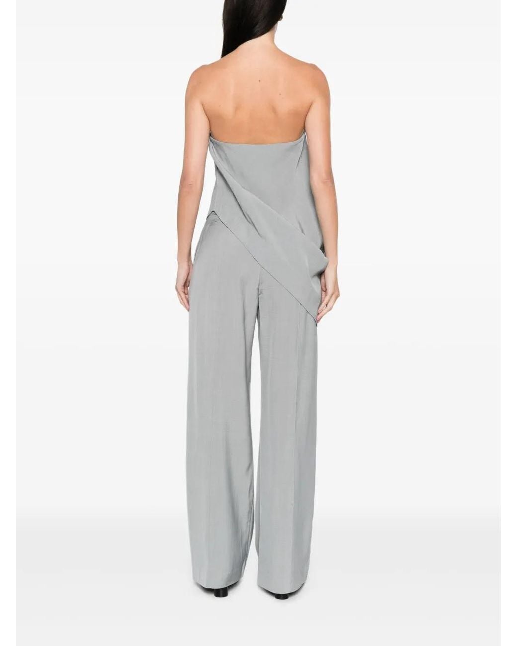 St. Agni Strapless Asymmetrische Gedrapeerde Top in het Gray