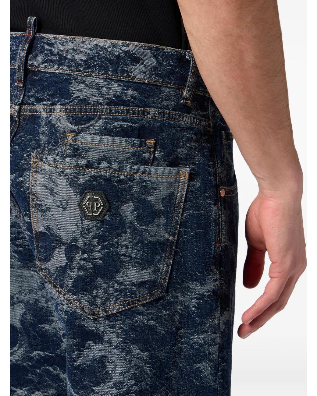 Vaqueros Beach Boy Skull Philipp Plein de hombre de color Blue
