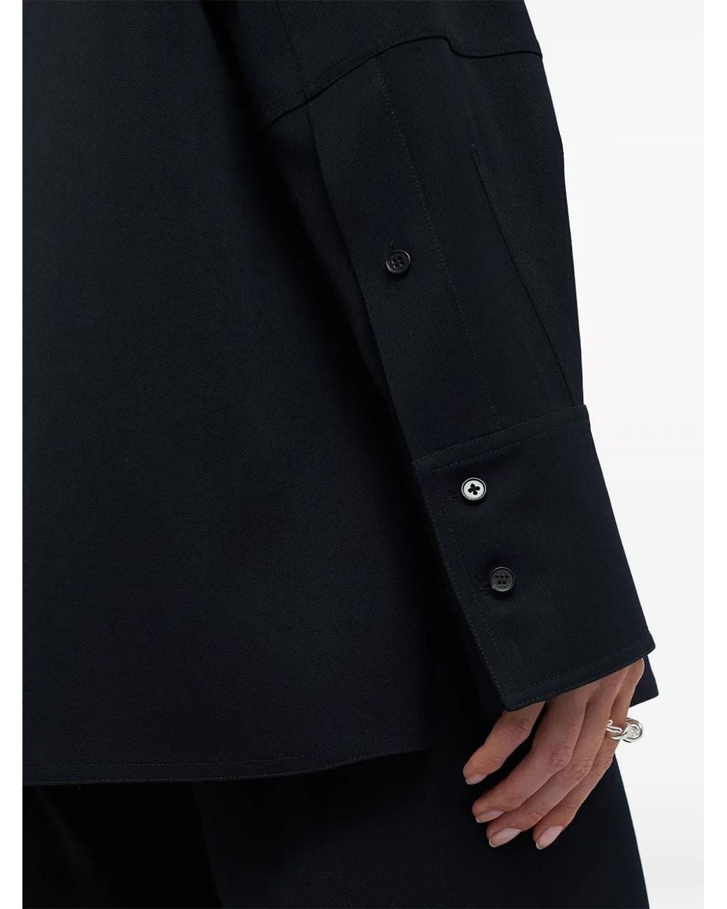 Jil Sander Blue Collarless Button-Front Shirt